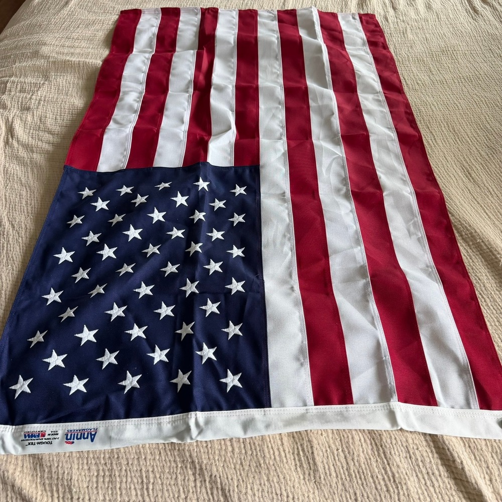 Annin Tough-Tex American Flag 2.5x4 Ft USA Made Embroidered Stars Grommets